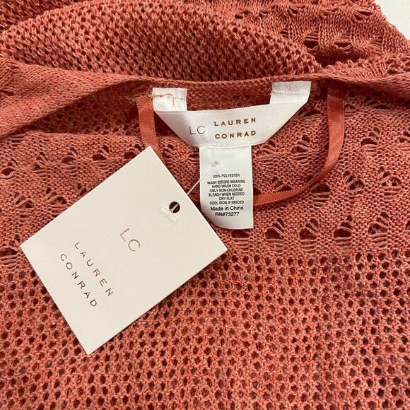 NWT Lauren Conrad Rust Open Knit Cardigan Kimono Sweater Women’s Size L - Picture 3 of 4